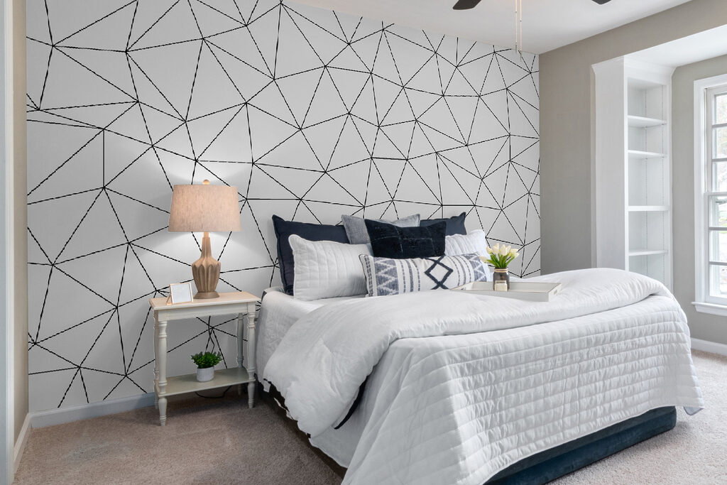 Dreiecke aus dünnen Linien in einem Interieur
