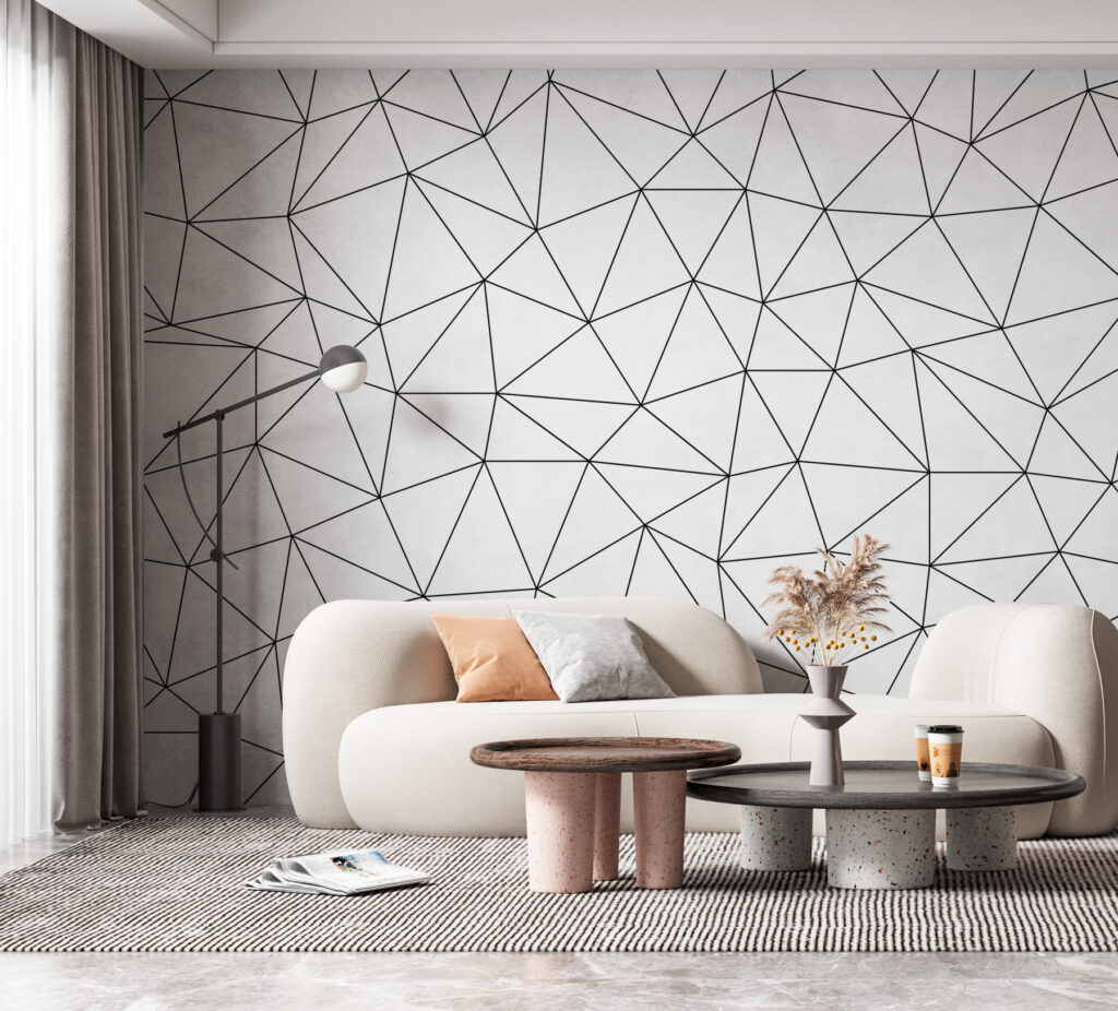 Dreiecke aus dünnen Linien in einem Interieur