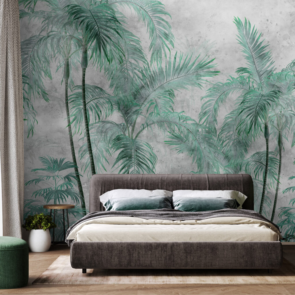Dichte Palmengruppen in einem Interieur