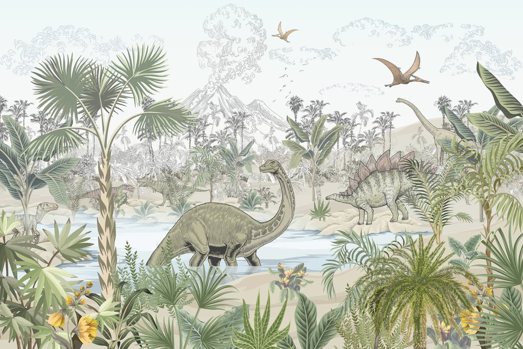 Dinosaurier am Waldteich — ganzes Design