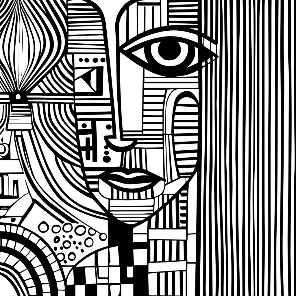 Gesicht in schwarzen Rhythmen — ganzes Design