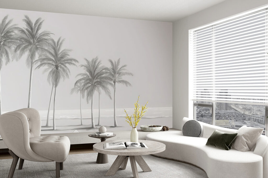 Palmen vor hellem Meer — Interieur 5