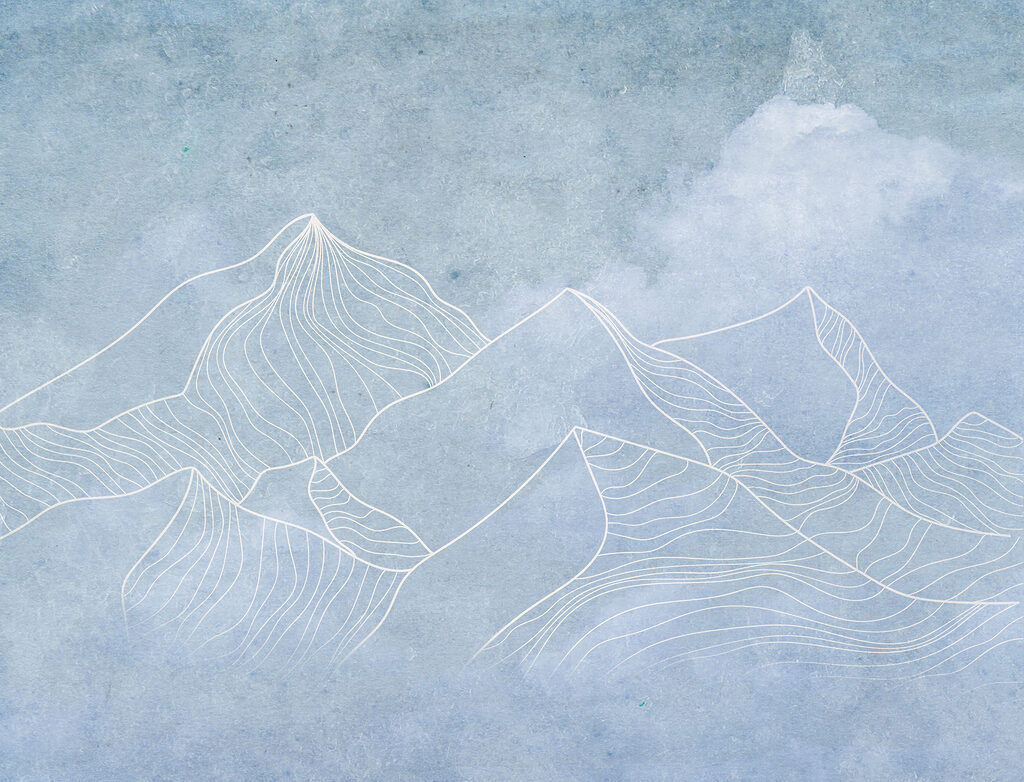 Berge in feinen Linien — ganzes Design