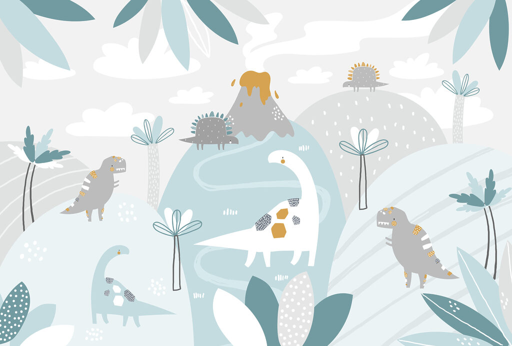 Dinosaurier in blauen Tälern — ganzes Design