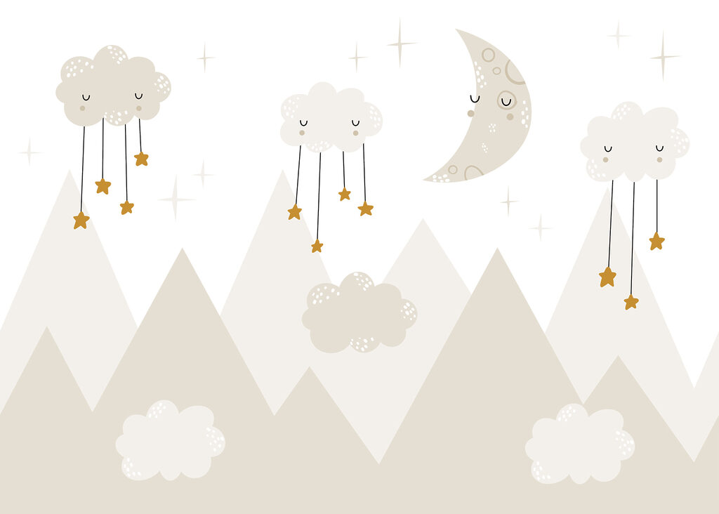 Mond über hellen Bergen — ganzes Design
