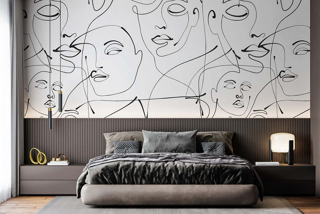 Endlose Gesichter in einem Interieur