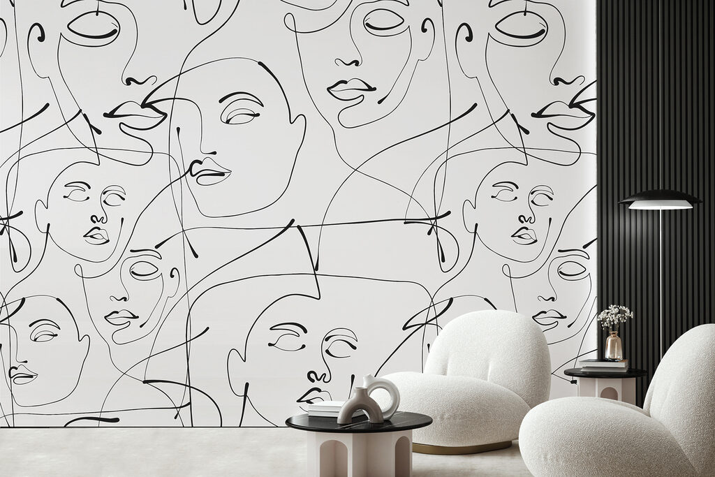 Endlose Gesichter in einem Interieur