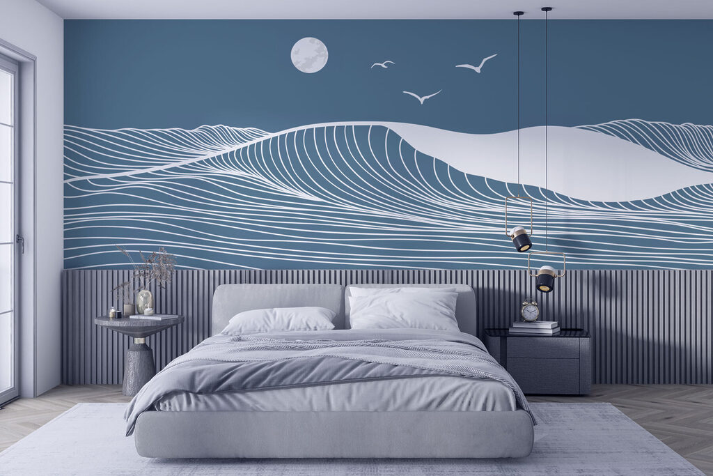 Wellenlinien im Mondlicht in einem Interieur