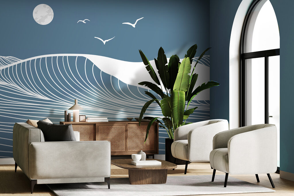 Wellenlinien im Mondlicht in einem Interieur