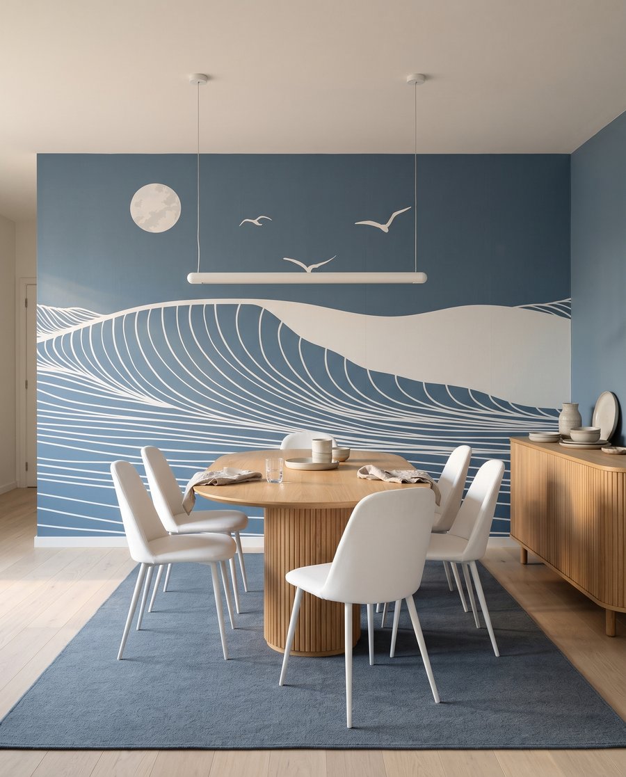 Wellenlinien im Mondlicht in einem Interieur