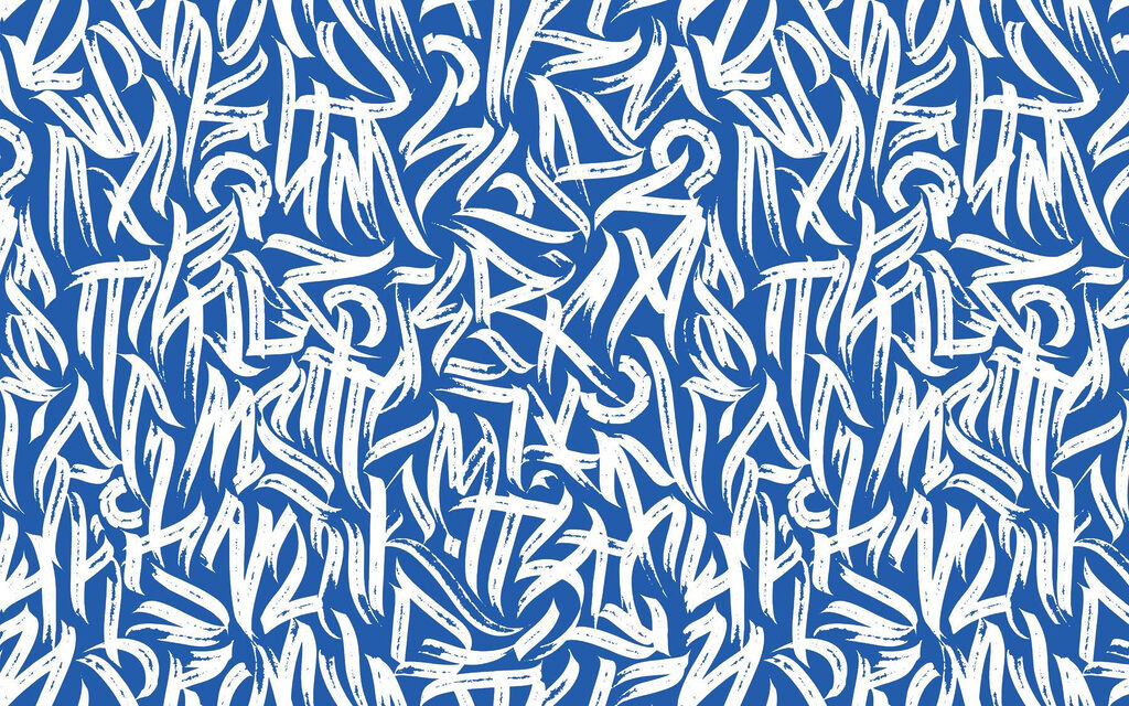 Zeichen in wilden Pinselschwüngen — ganzes Design