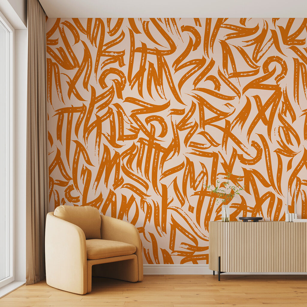 Zeichen in wilden Pinselschwüngen — Interieur 3