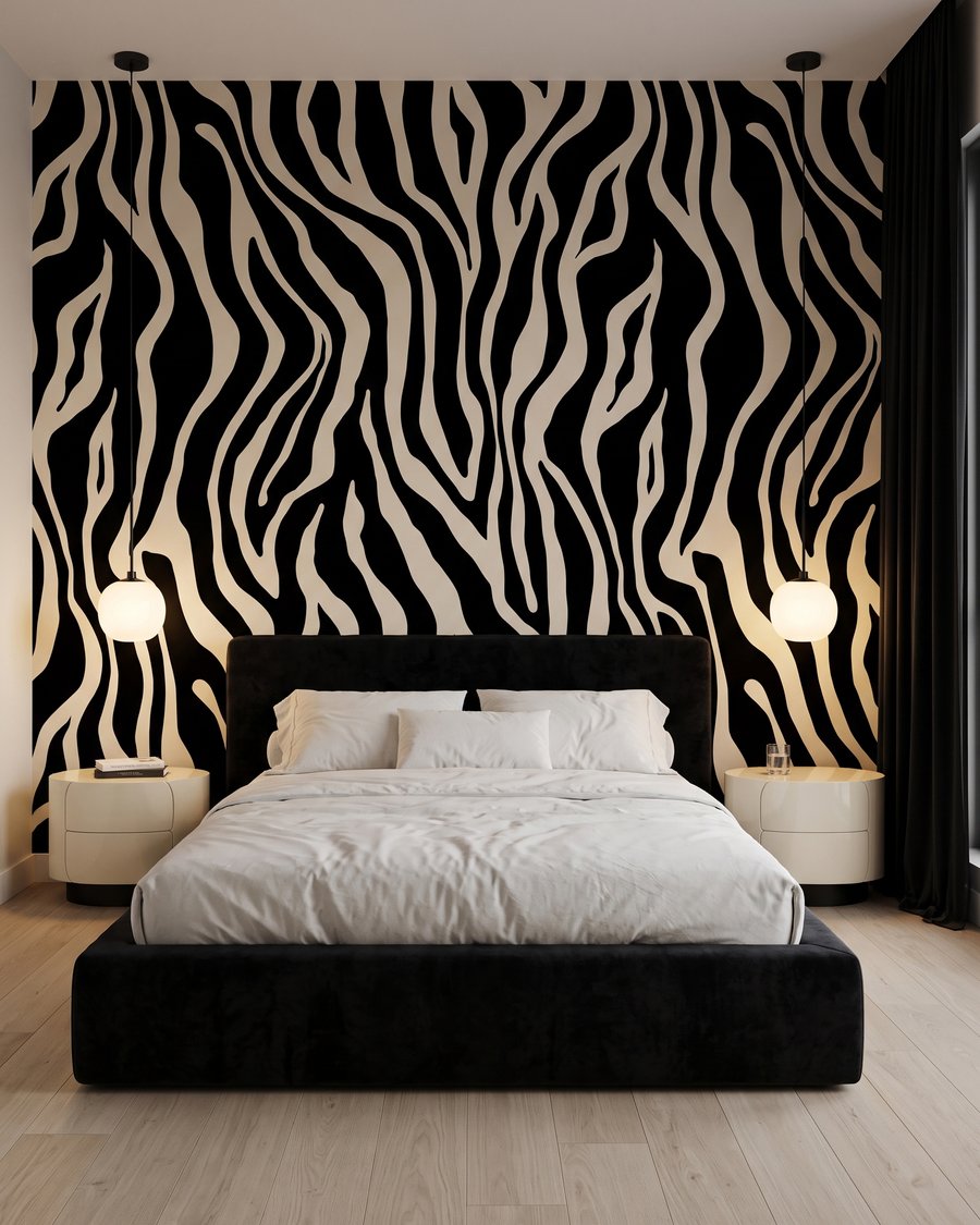 Geschwungene Zebrastreifen in einem Interieur