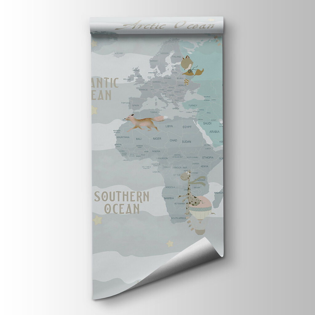 Weltkarte mit Wolkenbändern — Produktansicht