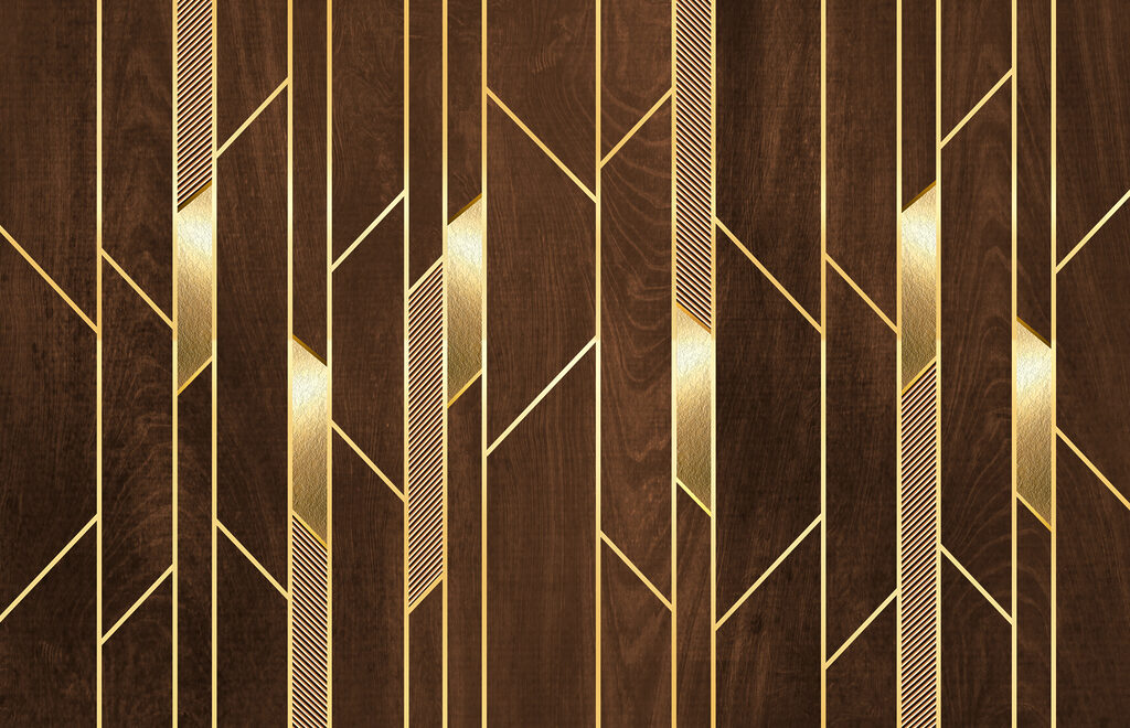 Goldene Linien auf Braun — ganzes Design