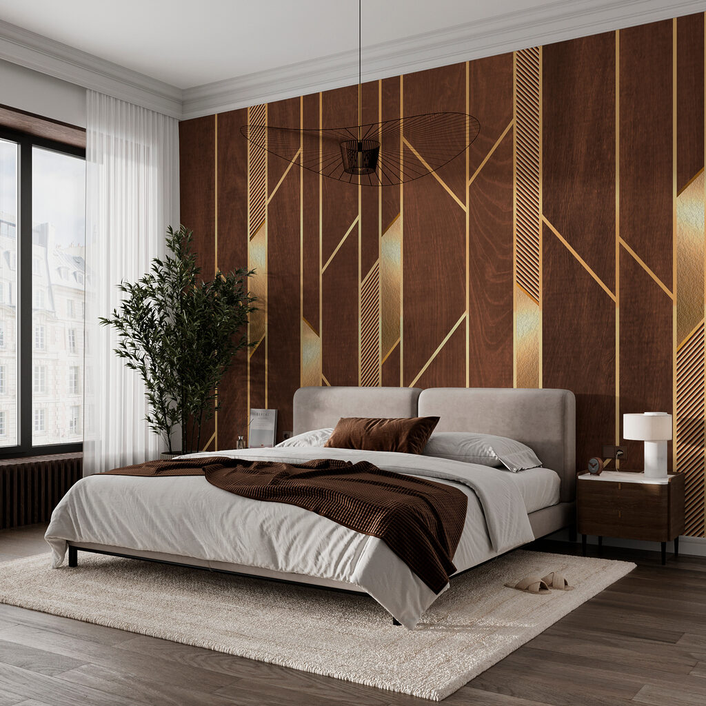 Goldene Linien auf Braun in einem Interieur