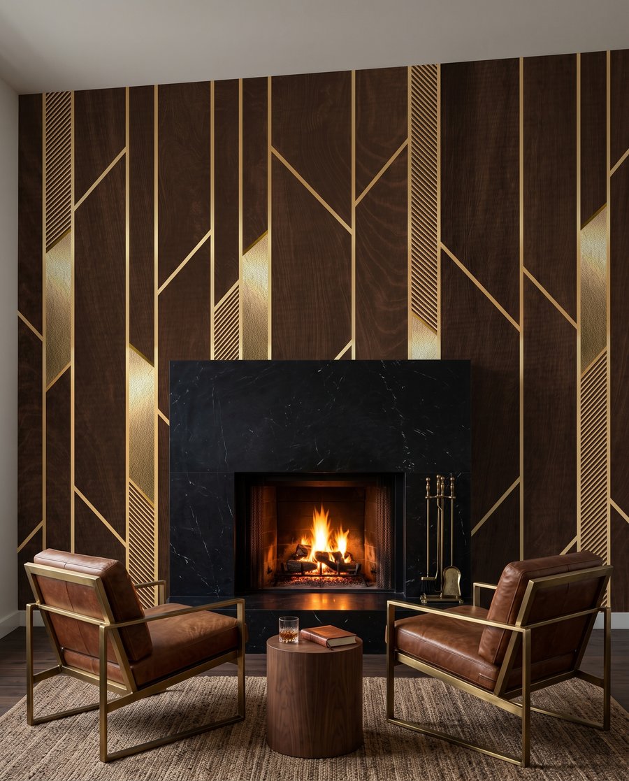 Goldene Linien auf Braun — Interieur 3