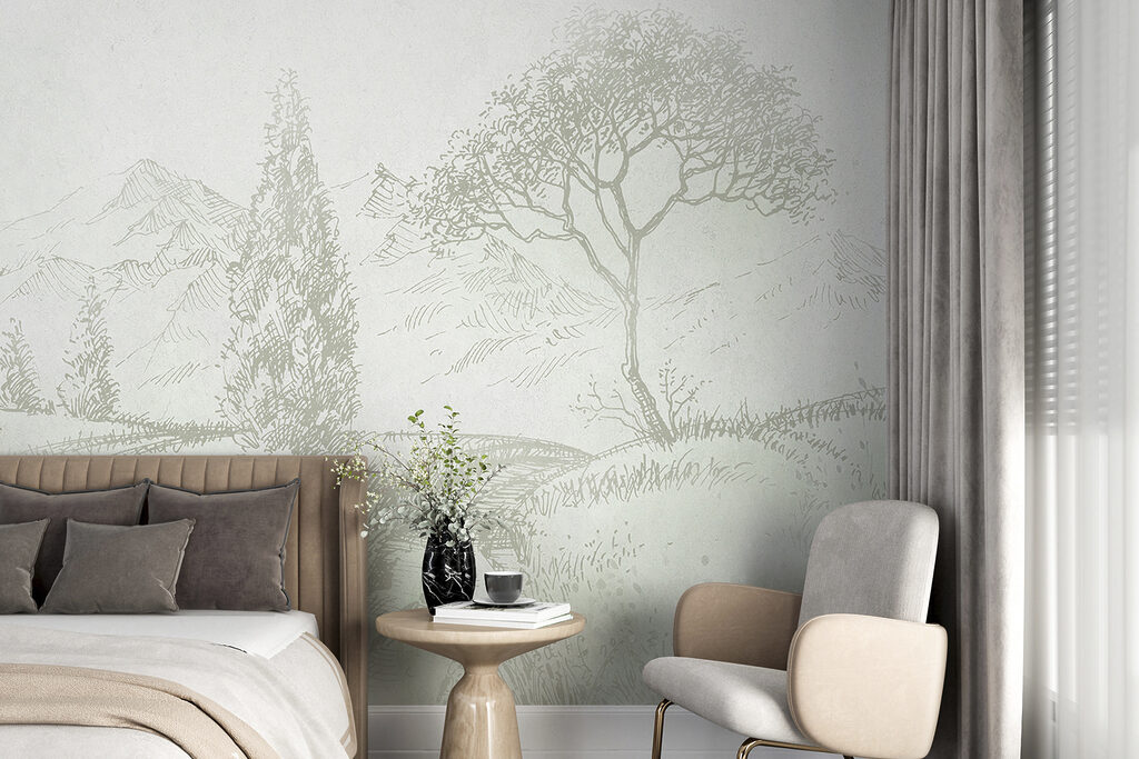 Sanfte Bleistiftlandschaft in einem Interieur
