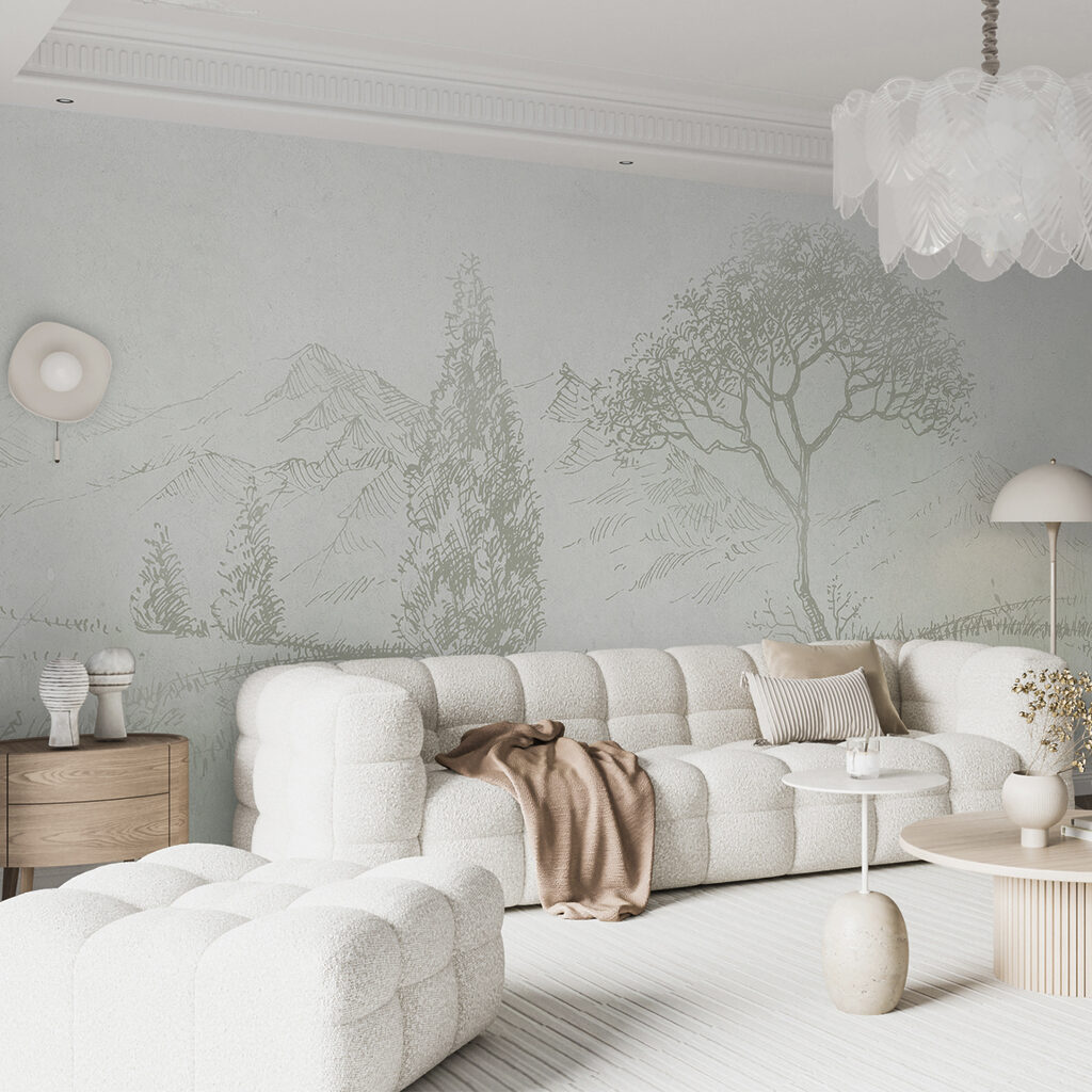 Sanfte Bleistiftlandschaft in einem Interieur
