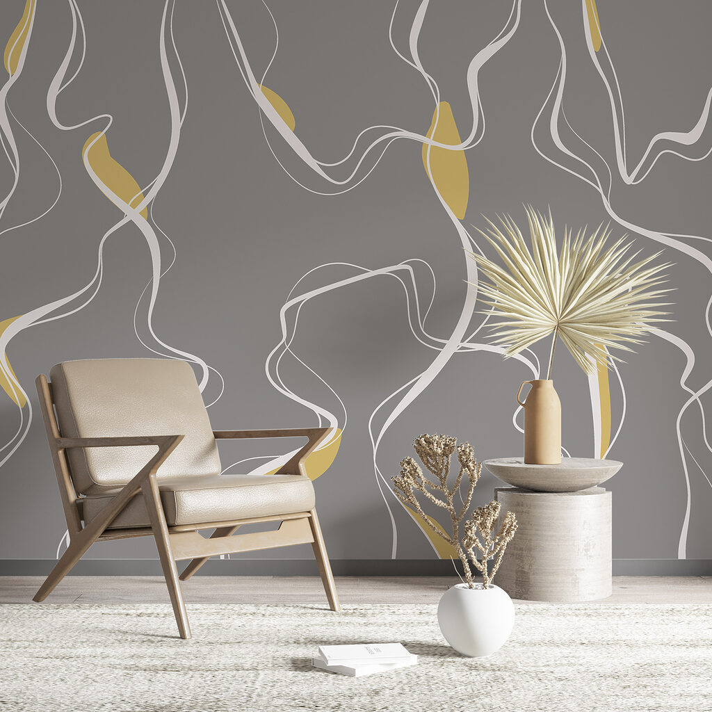 Dünne Linien mit Farbakzenten in einem Interieur