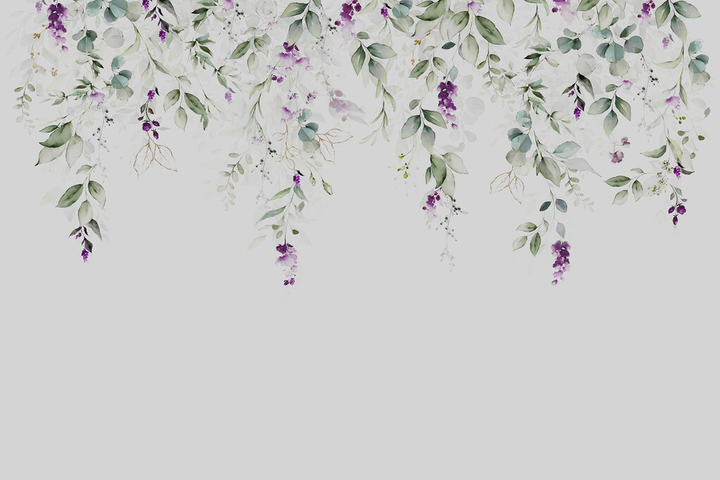Violette Blüten an Zweigen — ganzes Design