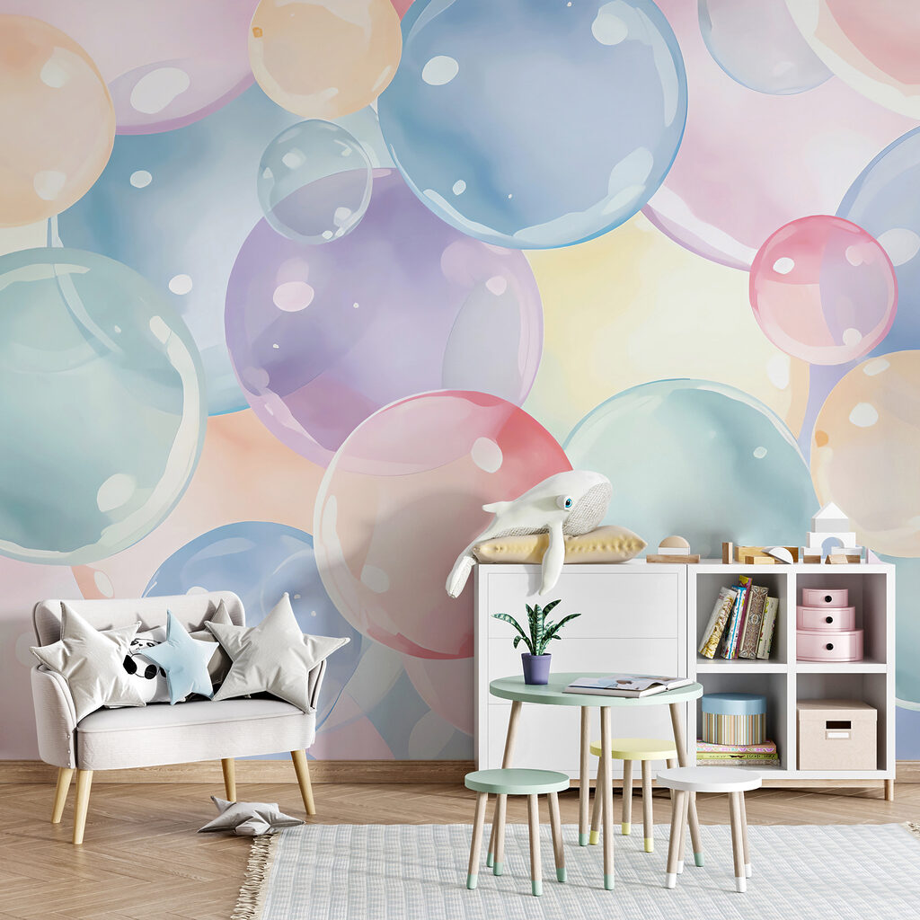 Pastellblasen voller Licht in einem Interieur