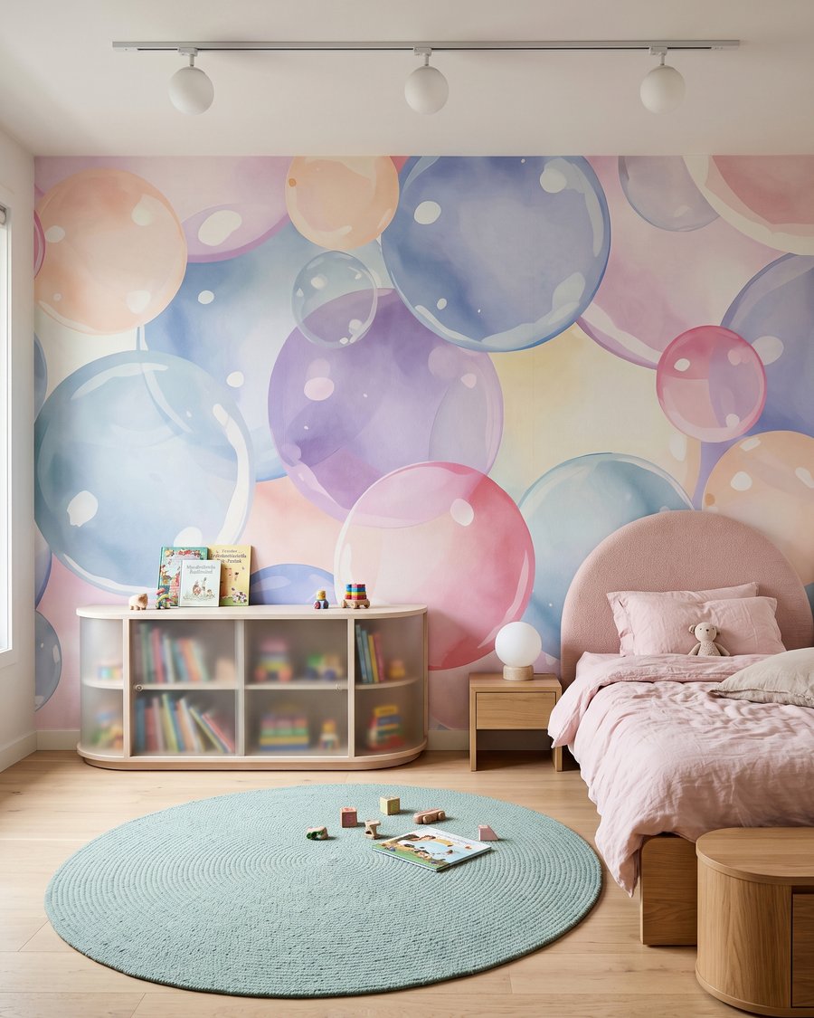 Pastellblasen voller Licht in einem Interieur