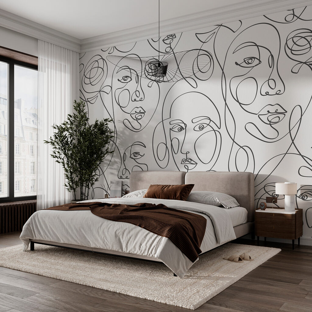 Gesichter zwischen Rosen in einem Interieur