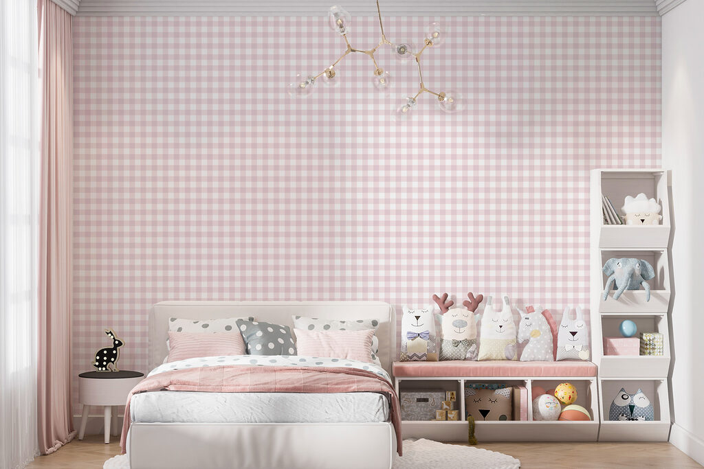 Kleine Karos in Pastell in einem Interieur