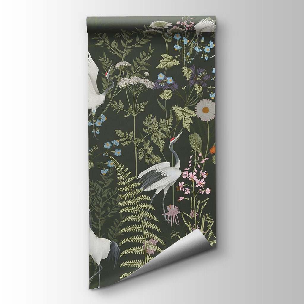 Weiße Vögel zwischen Wildblumen — Produktansicht