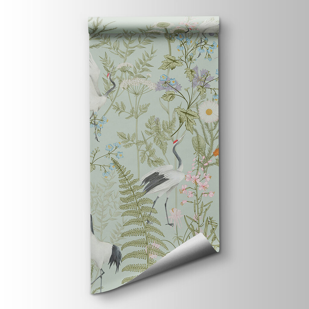 Weiße Vögel zwischen Wildblumen — Produktansicht