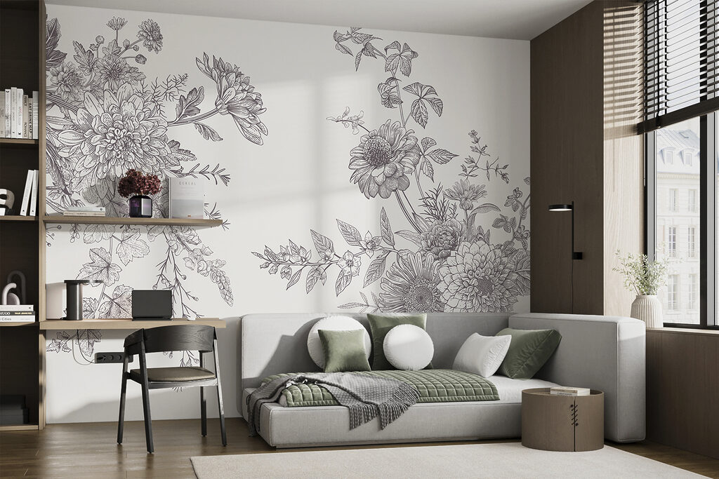 Blütenzweige im Gravurstil — Interieur 1