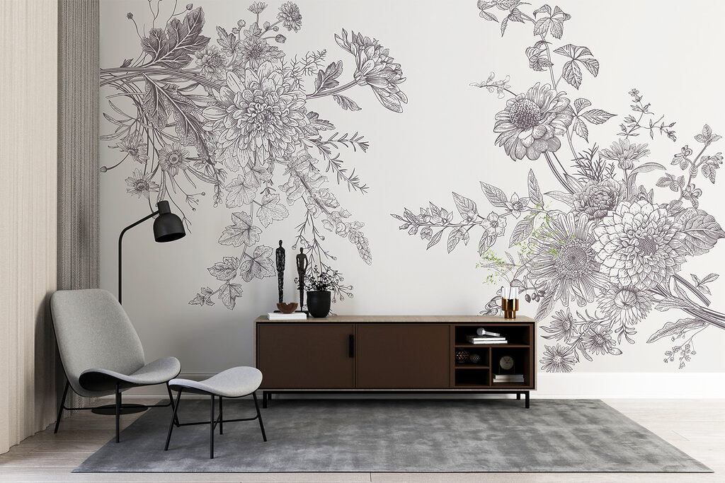 Blütenzweige im Gravurstil — Interieur 2
