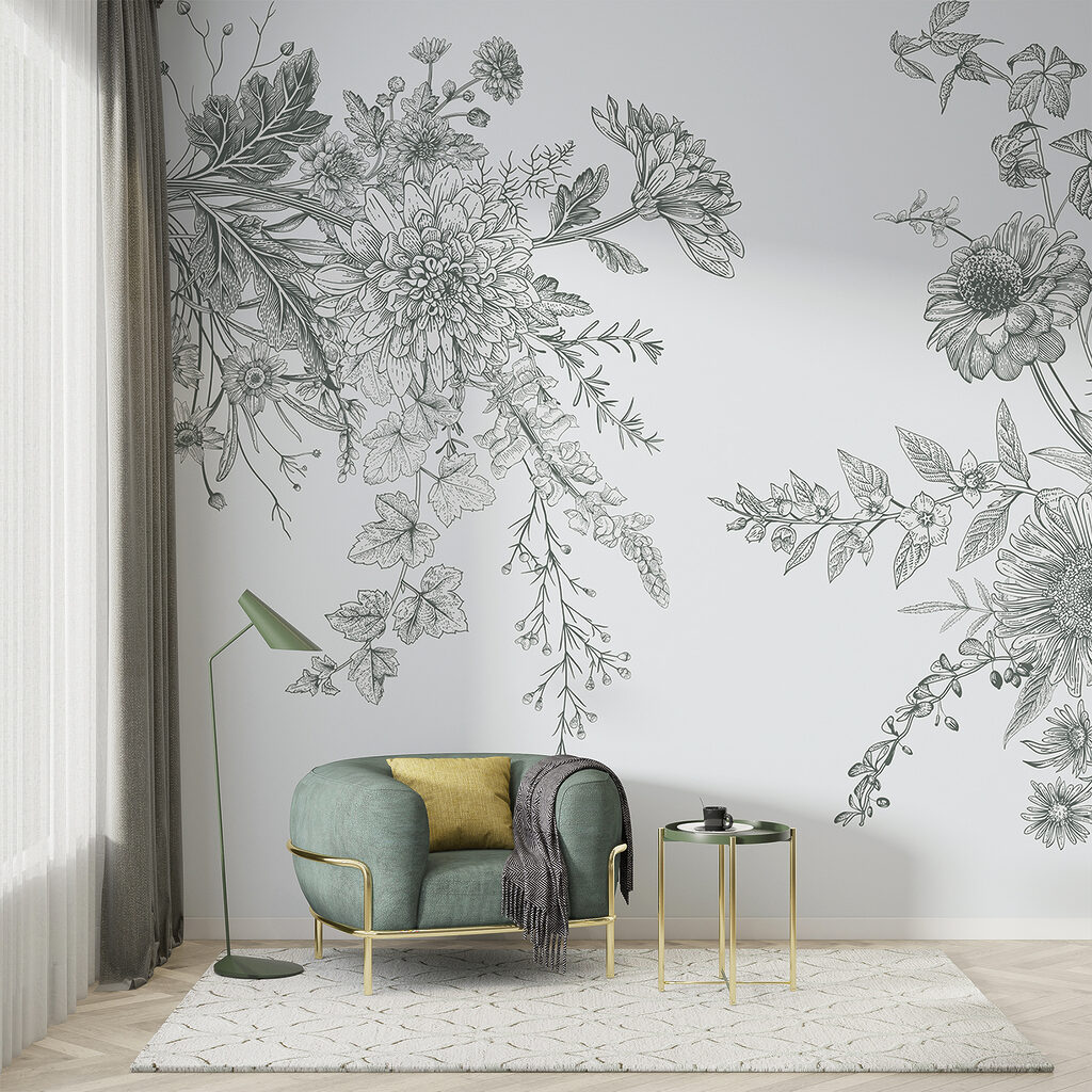 Blütenzweige im Gravurstil — Interieur 1
