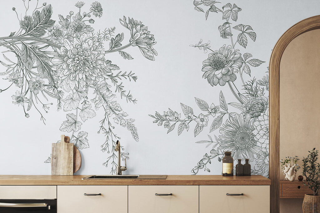 Blütenzweige im Gravurstil — Interieur 2