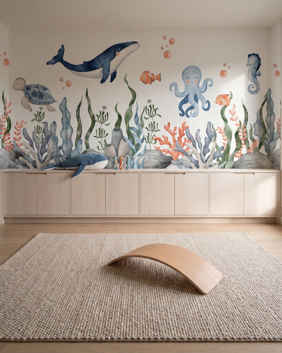 Wal über dem Riff in einem Interieur