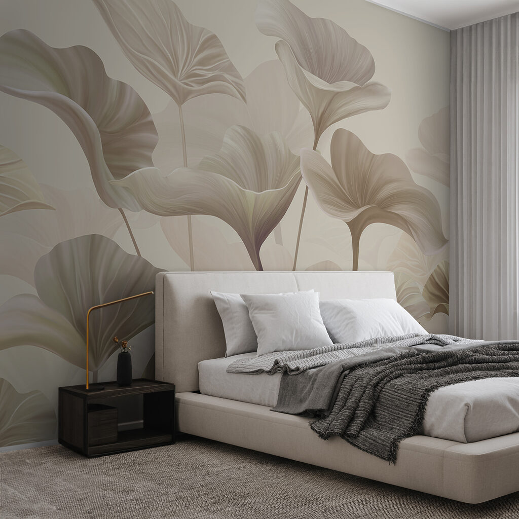 Fächer auf schlanken Stielen in einem Interieur