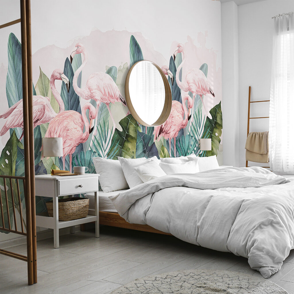 Flamingos hinter üppigem Laub — Interieur 2