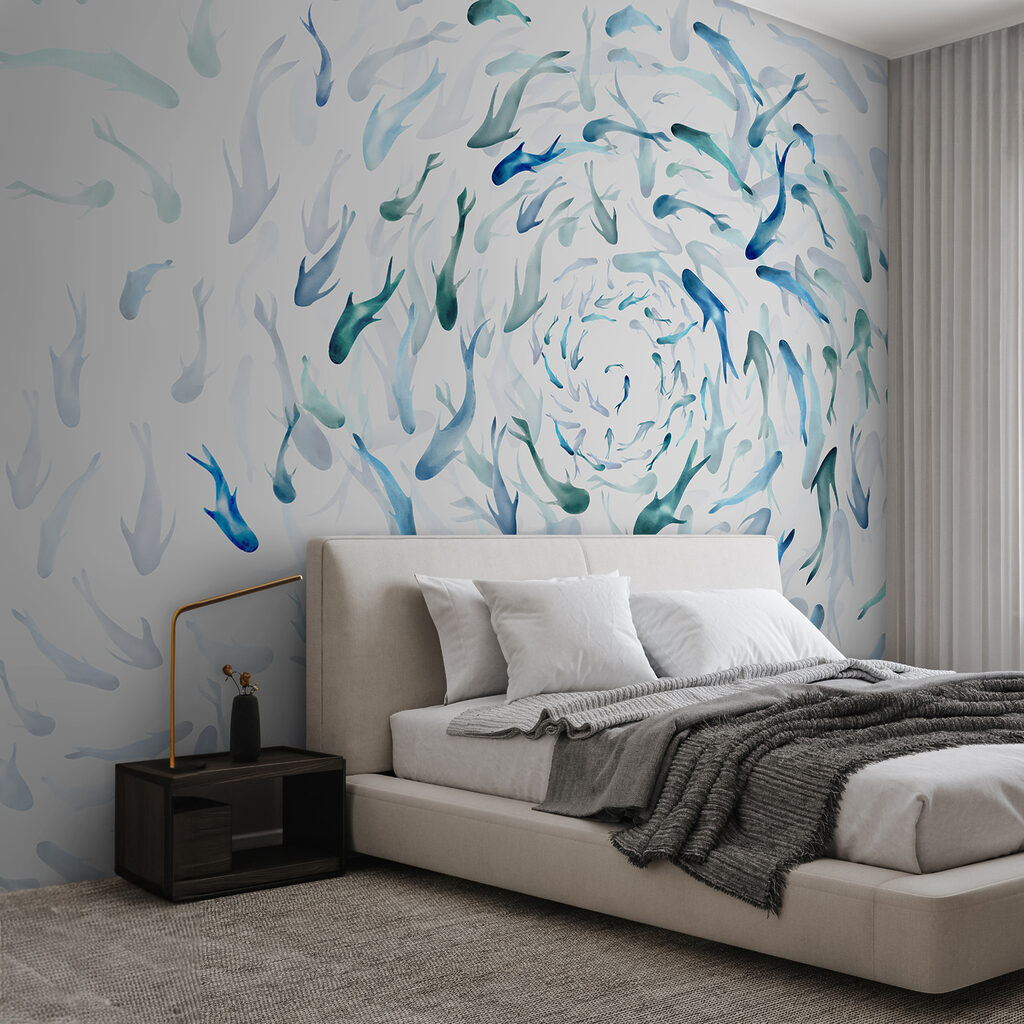 Fische im Strudel in einem Interieur