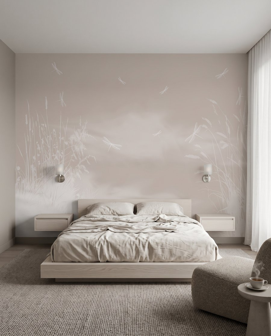 Libellen im Schilf in einem Interieur