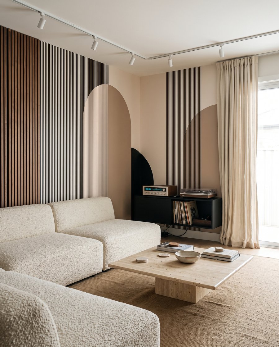 Bögen und feine Streifen in einem Interieur