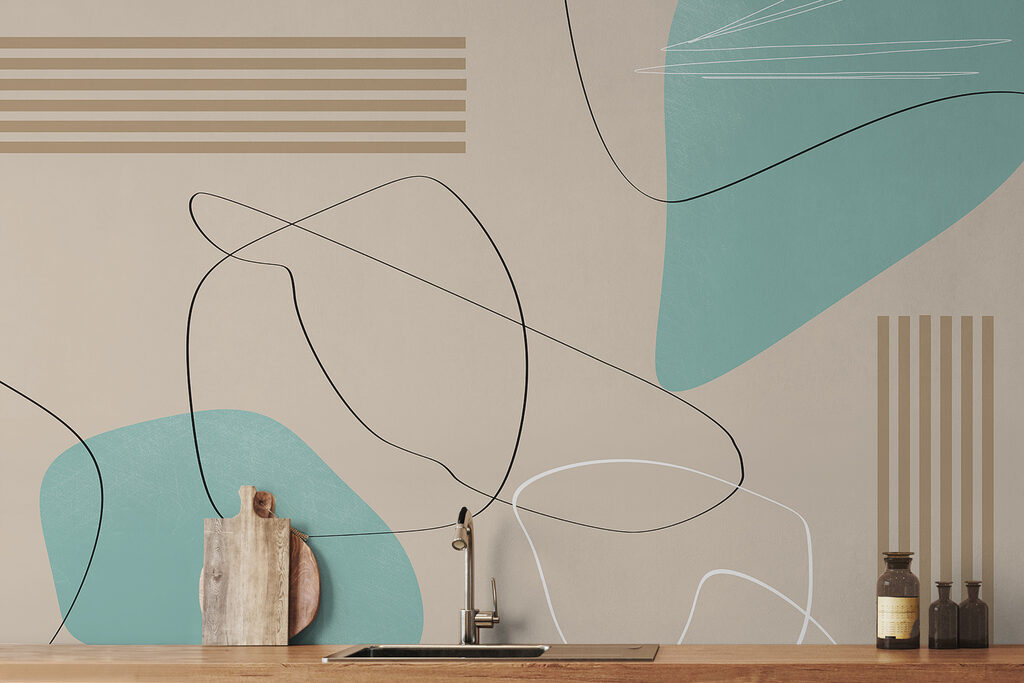 Lockere Linien und Farbflecken in einem Interieur