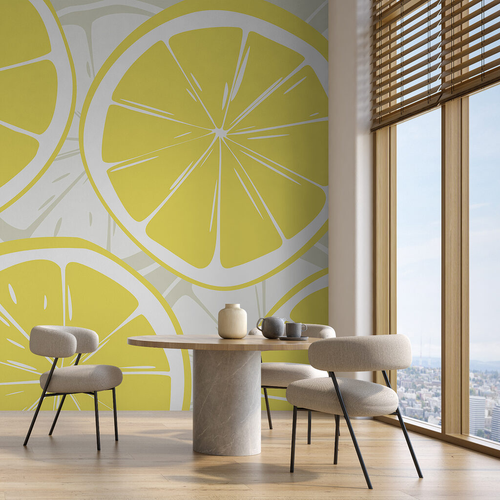 Fröhliche Zitrusscheiben in einem Interieur