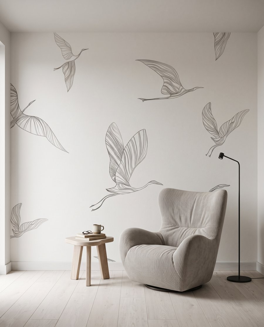 Kraniche in feinen Linien — Interieur 4