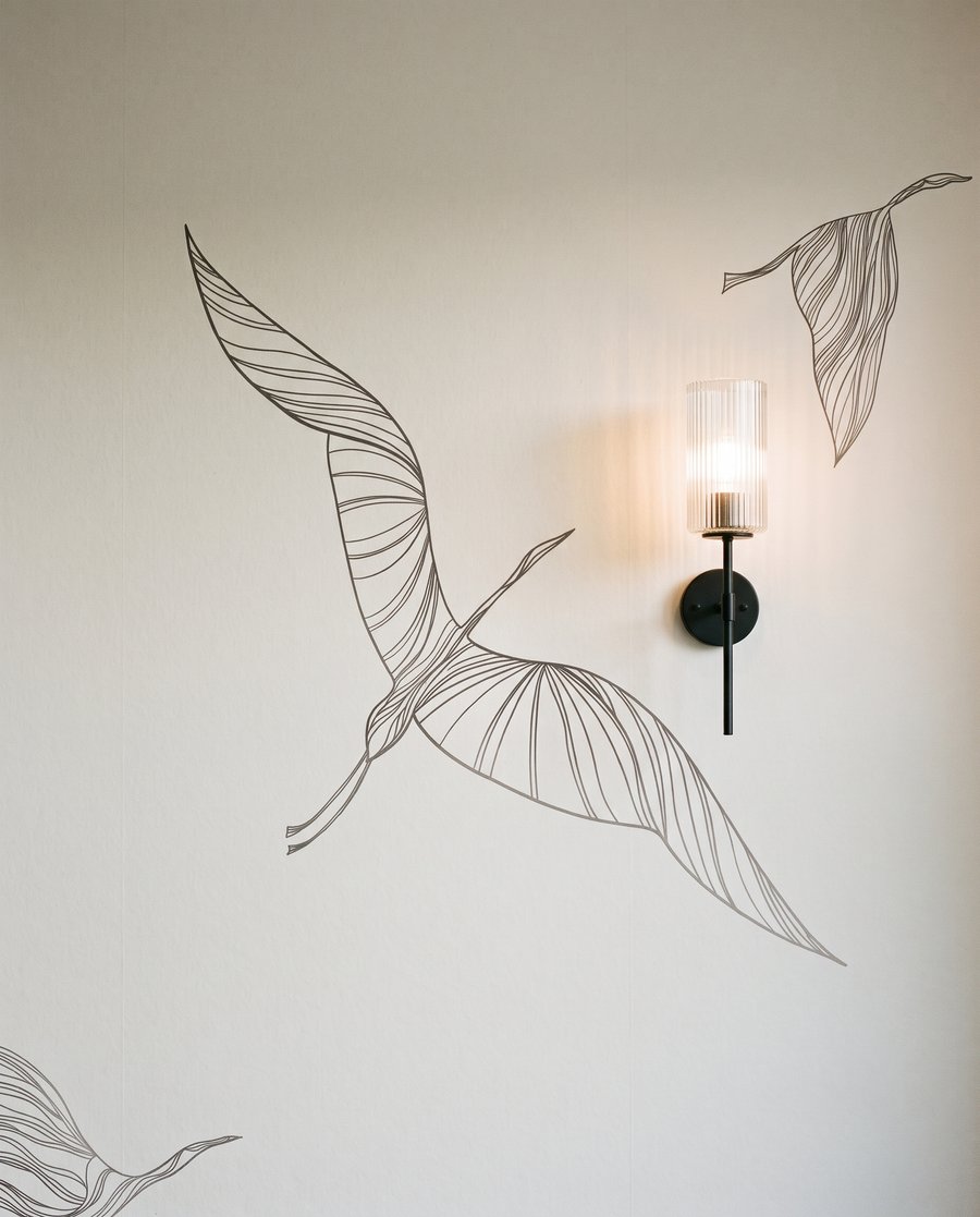 Kraniche in feinen Linien — Detail