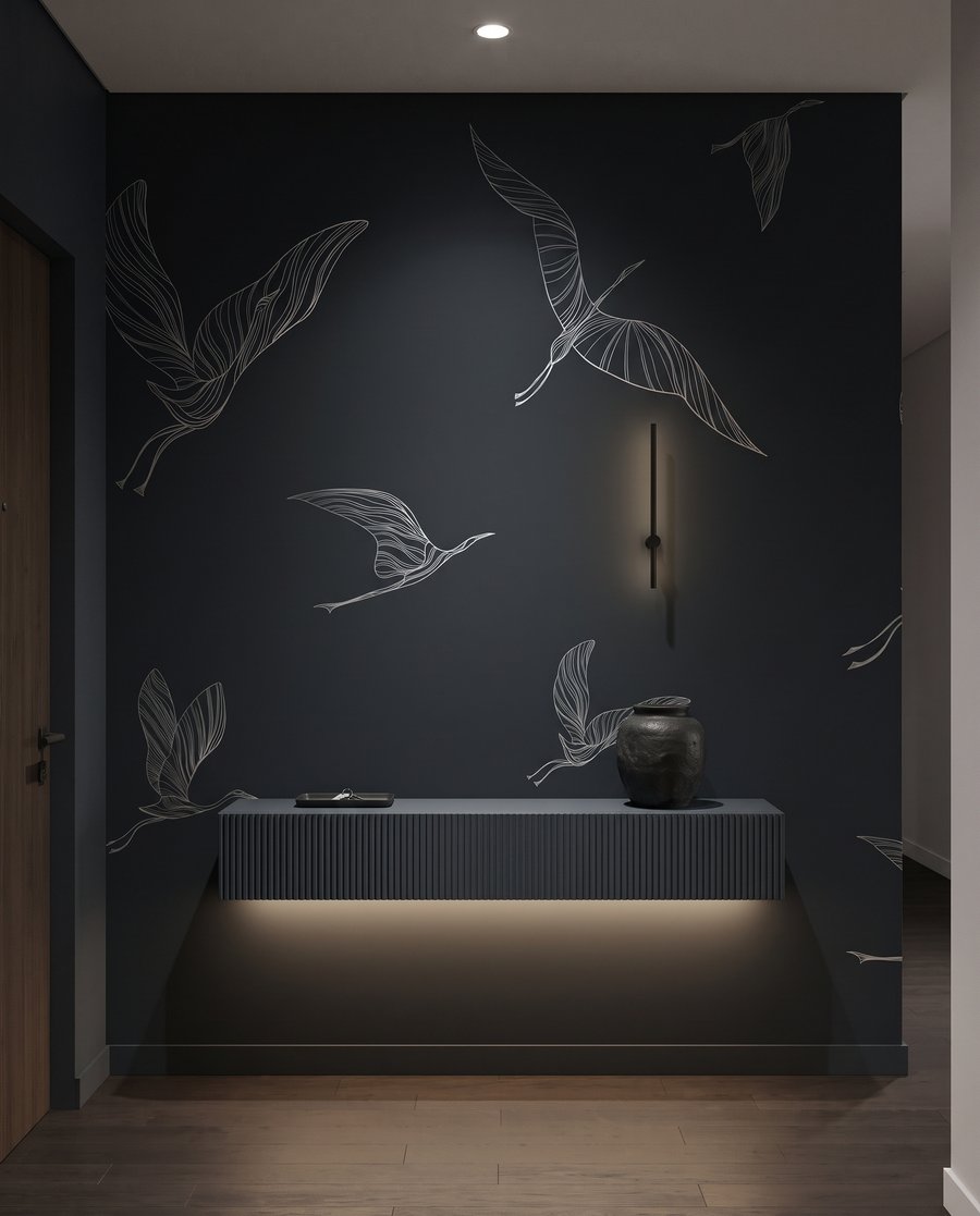 Kraniche in feinen Linien — Interieur 3