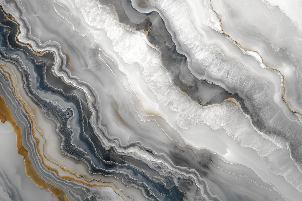 Graue Ströme mit Goldrand — ganzes Design