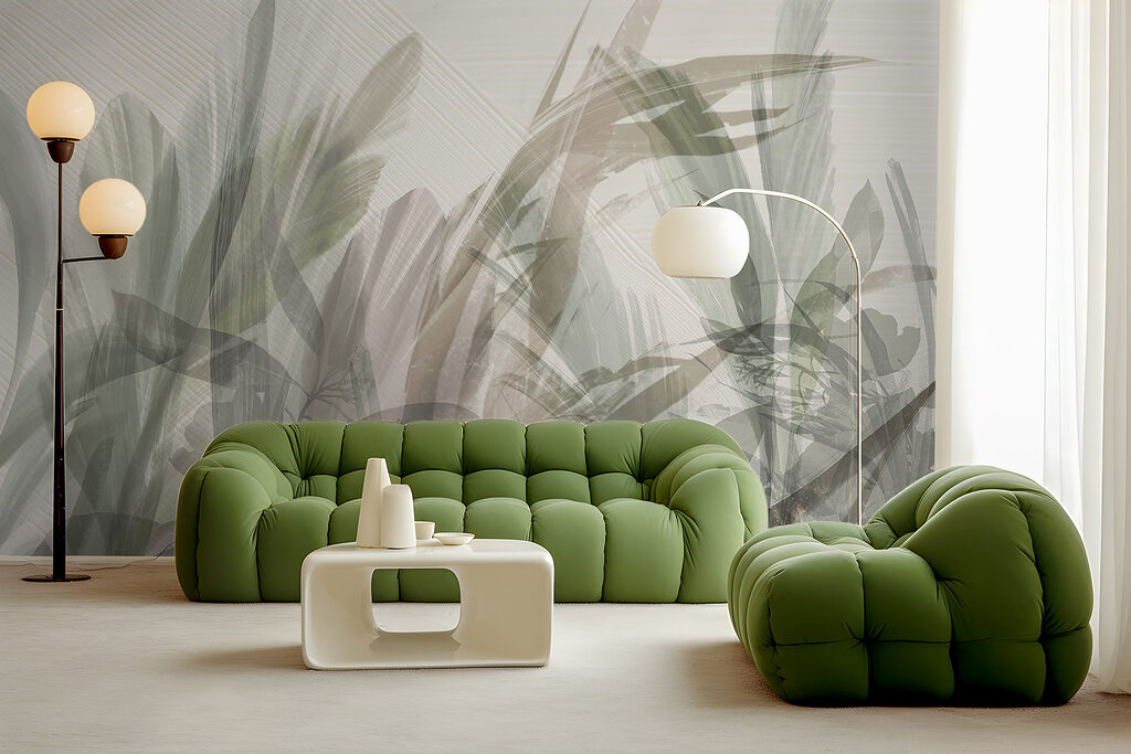 Durchscheinender Blätterwald in einem Interieur