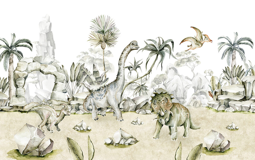 Dinosaurier in Aquarell — ganzes Design