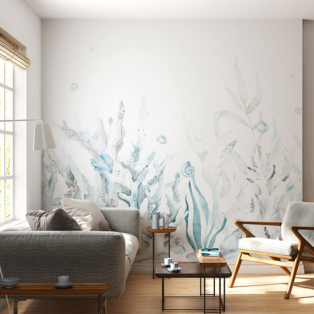 Blasser Meeresgarten in einem Interieur